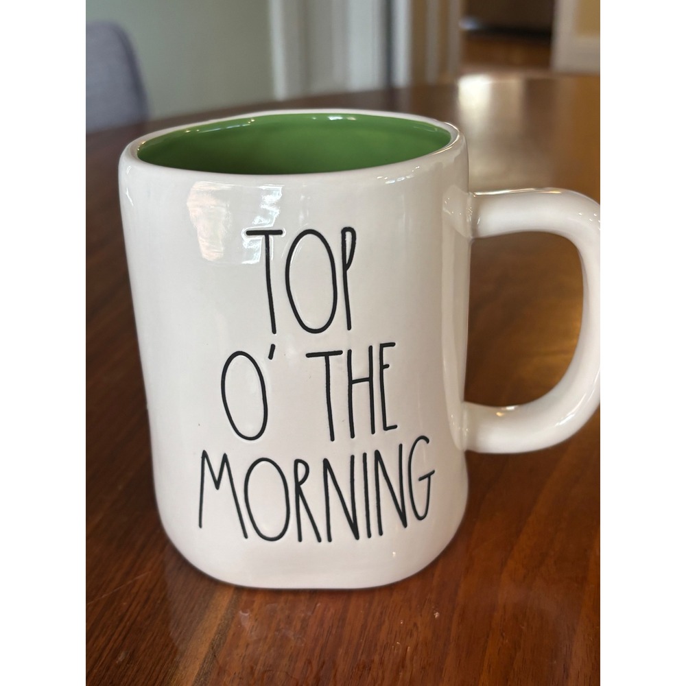 Rae Dunn Top O The Morning St Patricks Day Mug Green Interior Clover Artisan